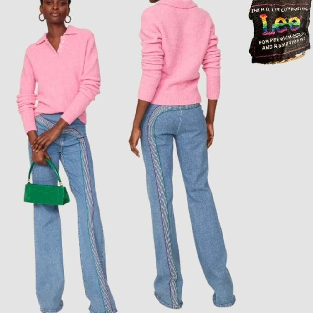 LEE Women's Light Wash High-Rise Rainbow Super Flare Jeans size 30/ US 10 - Picture 3 of 6